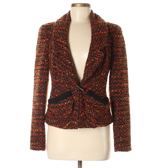 Nanette Lepore Orange Red Autumn Tweed 